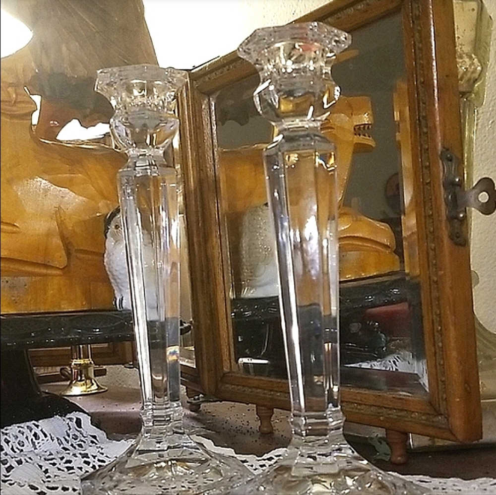 8.25" Large 1990s vtg lead crystal Candlesticks